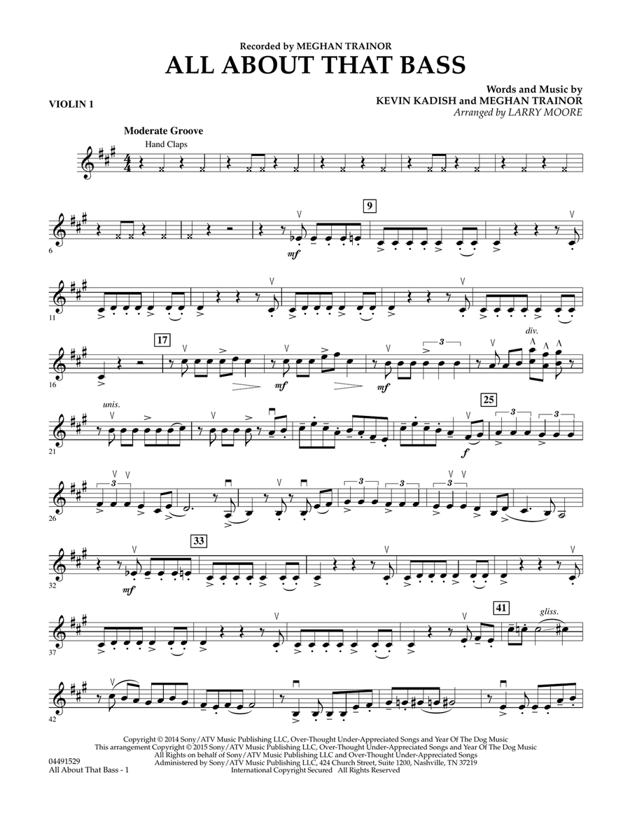All About That Bass - Violin 1 Orchestra scores gallery preview page 1