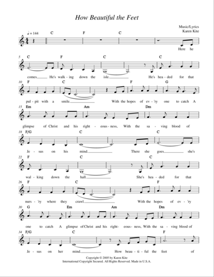How Beautiful the Feet Piano, Vocal, Guitar scores gallery preview page 1