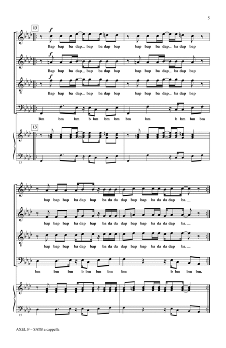 Axel F (from Beverly Hills Cop) (arr. Deke Sharon) 4-Part scores gallery preview page 5