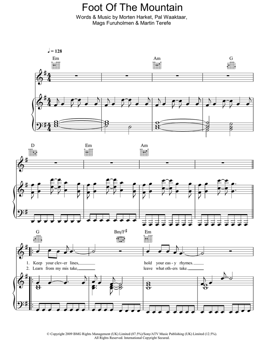 Foot Of The Mountain Acoustic Guitar scores gallery preview page 1