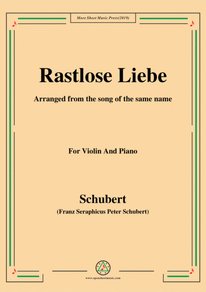 Schubert-Rastlose Liebe,for Violin and Piano image number null