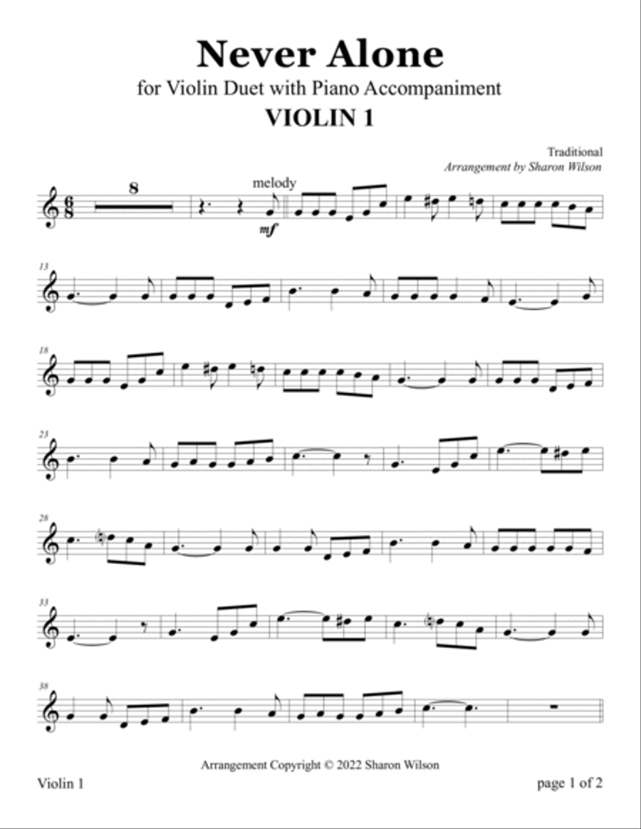 Never Alone (for Violin Duet with Piano Accompaniment) Flute scores gallery preview page 2