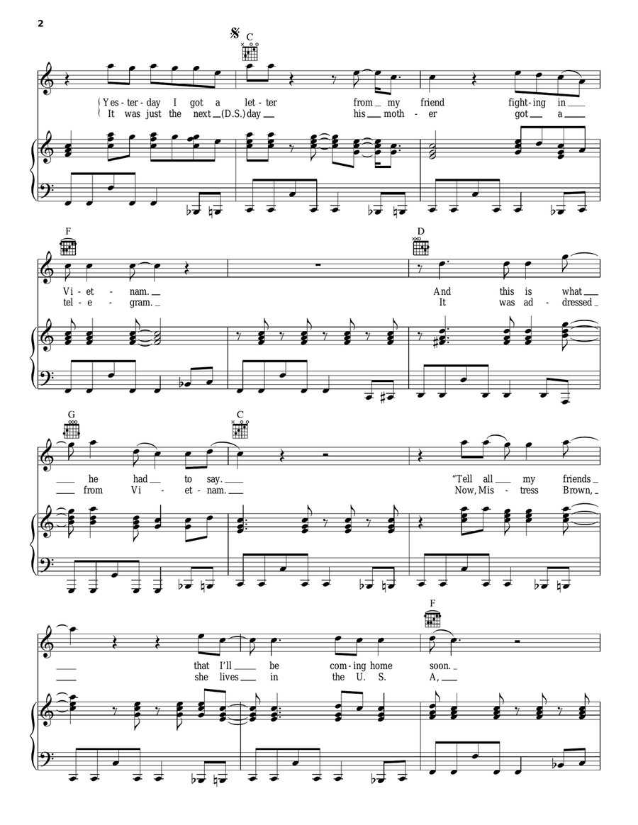 Vietnam Piano, Vocal, Guitar scores gallery preview page 2