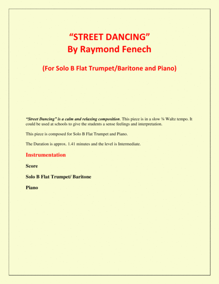 "Street Dancing" - For Solo Trumpet and Piano - Early Intermediate/ Intermediate level image number null