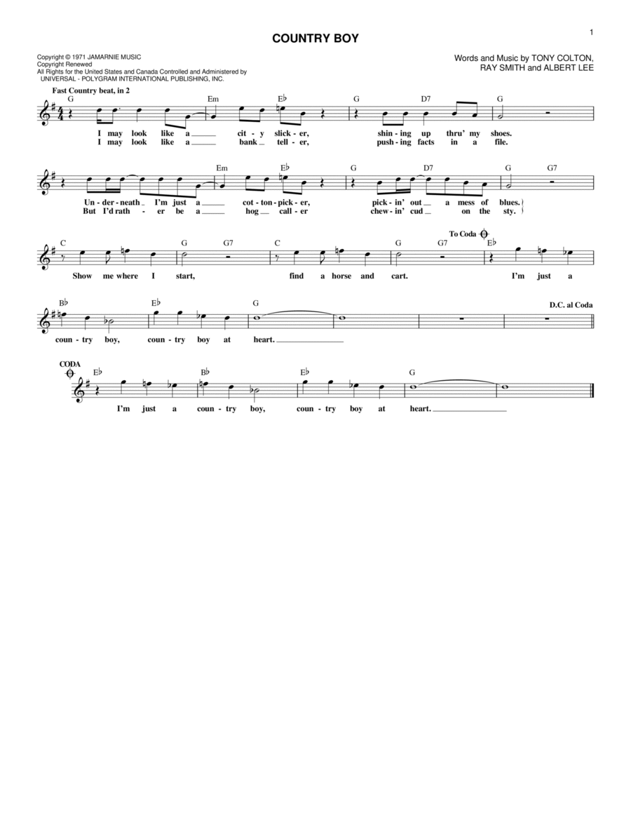 Country Boy Piano scores gallery preview page 1