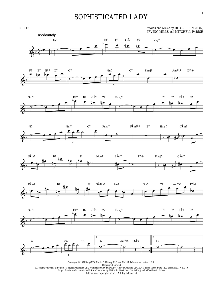 Sophisticated Lady Flute Solo scores gallery preview page 1