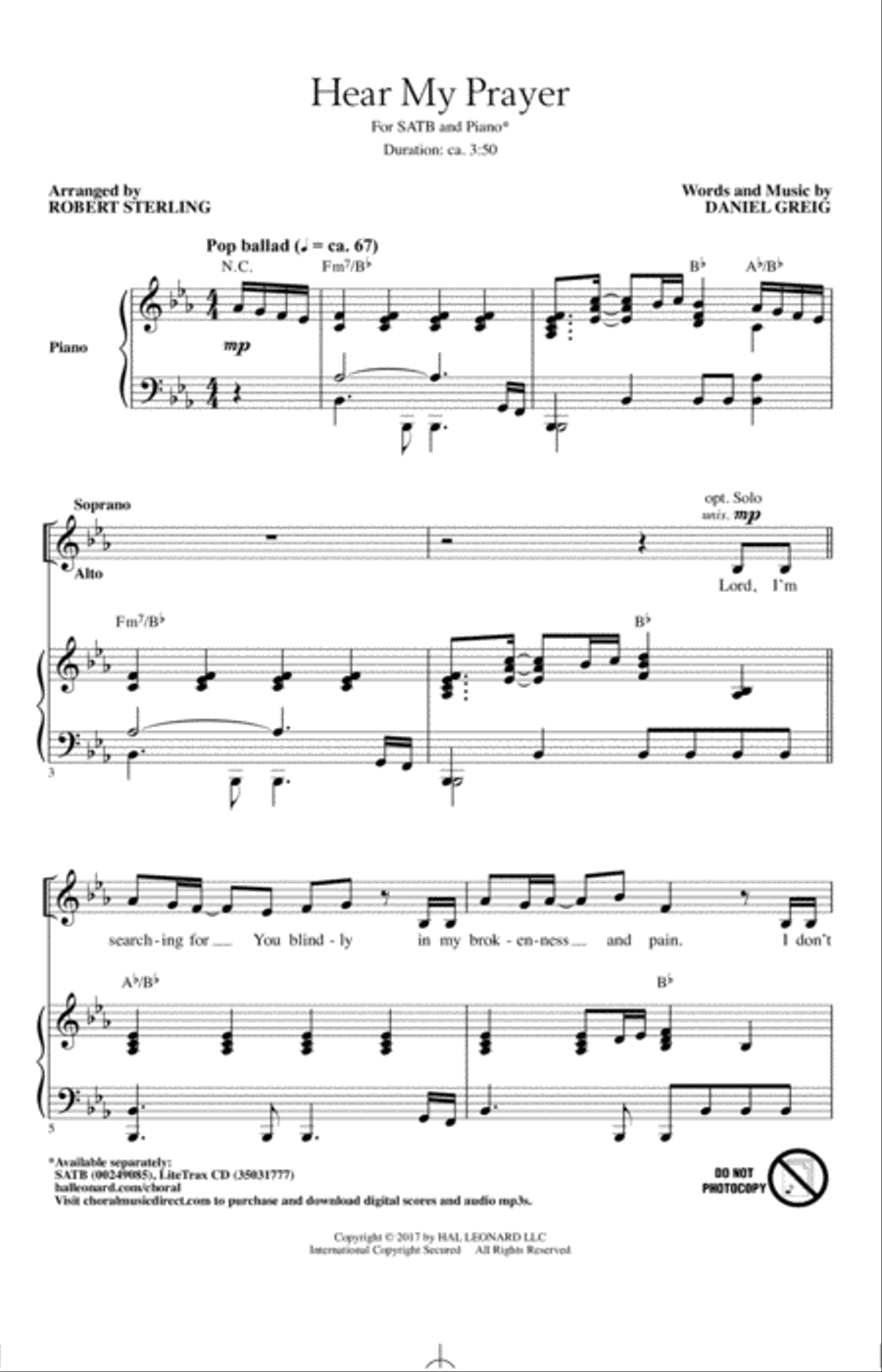 Hear My Prayer Hear My Prayer 4-Part scores gallery preview page 1