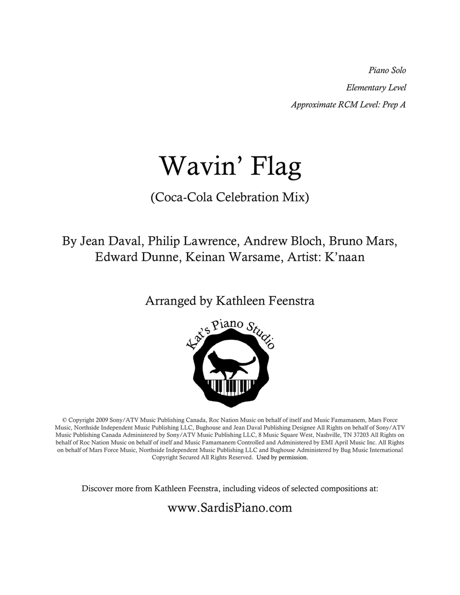 Wavin' Flag (Coca-Cola Celebration Mix) Piano Method scores gallery preview page 1