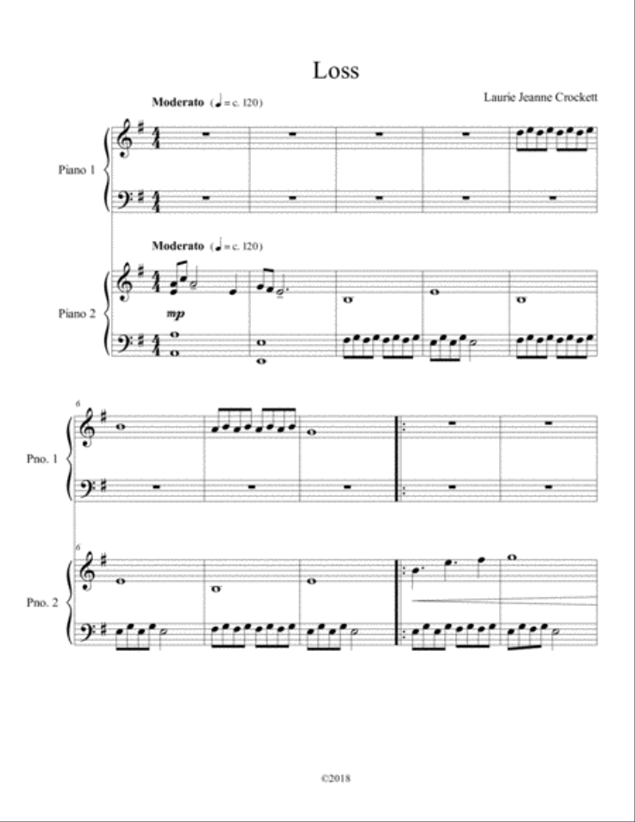 Loss Easy Piano scores gallery preview page 1