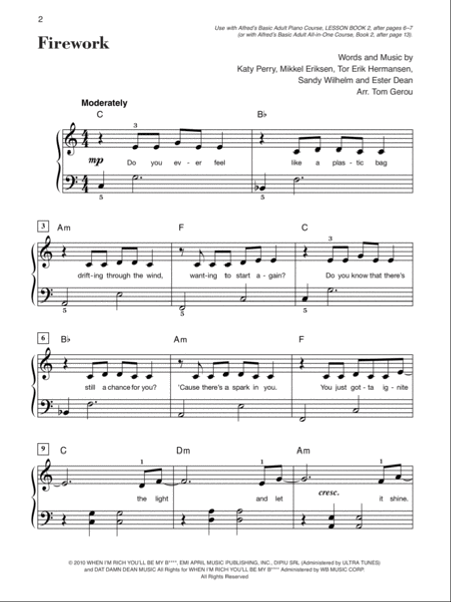 Alfred's Basic Adult Piano Course--Popular Hits, Level 2 Piano Method scores gallery preview page 3