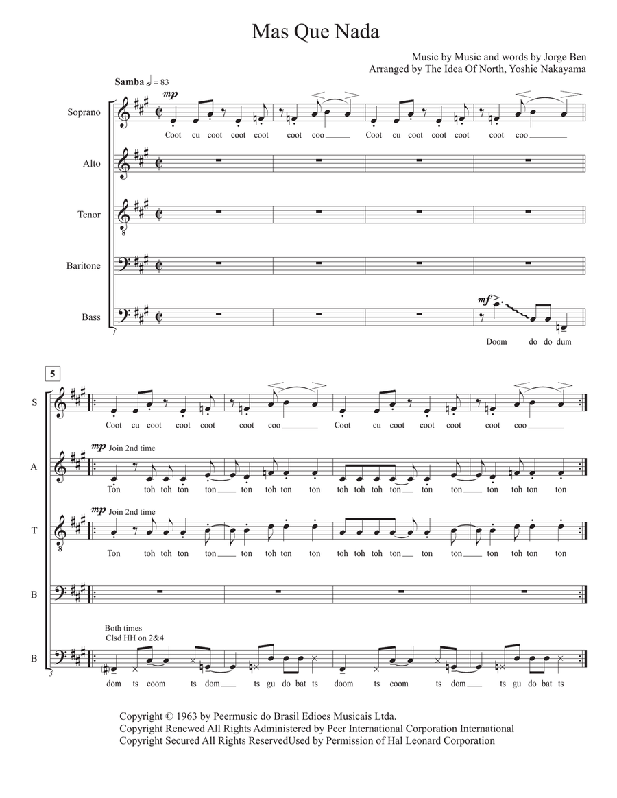 Mas Que Nada 4-Part scores gallery preview page 1