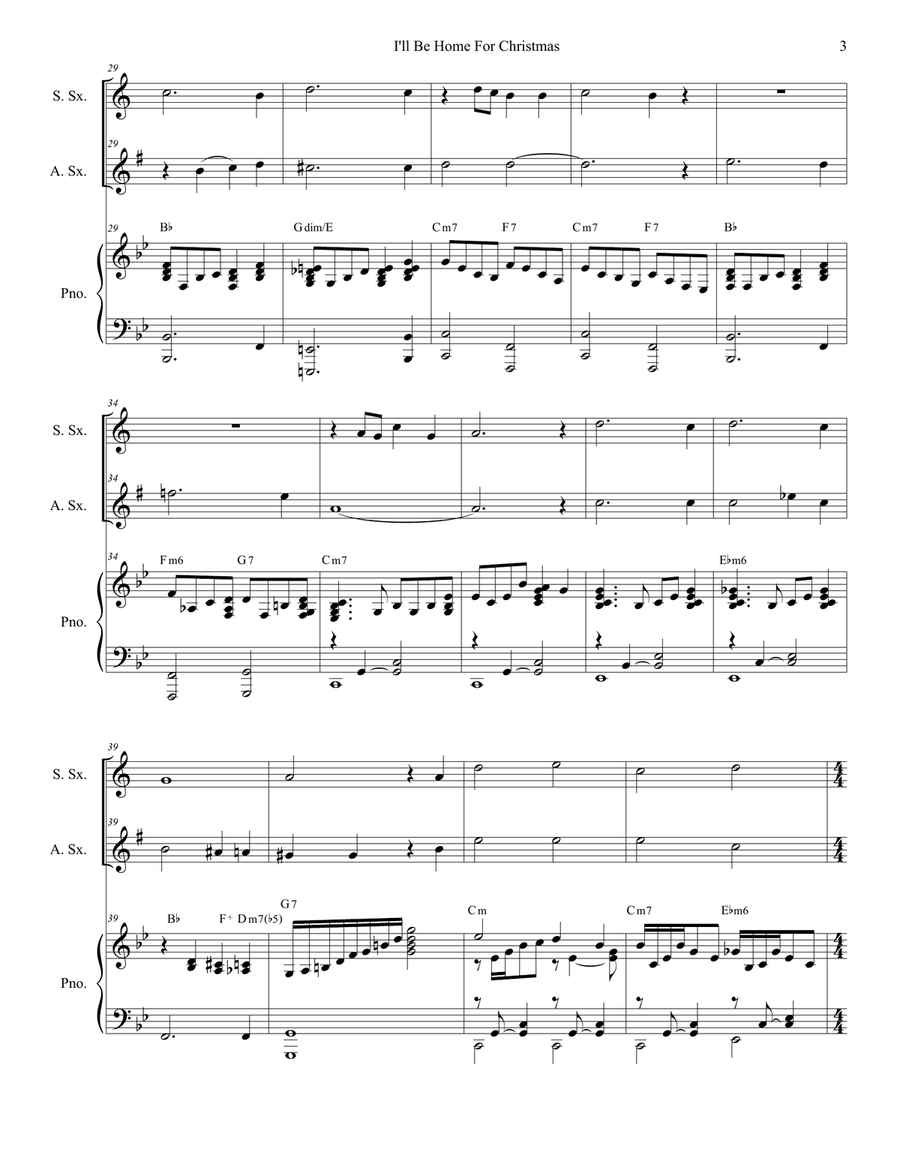 I'll Be Home For Christmas Woodwind Duet scores gallery preview page 3