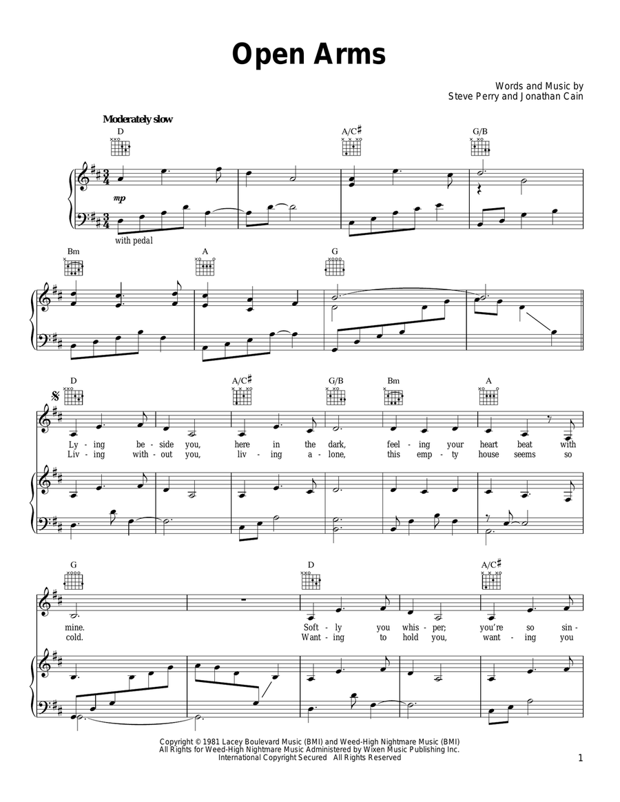 Open Arms Acoustic Guitar scores gallery preview page 1