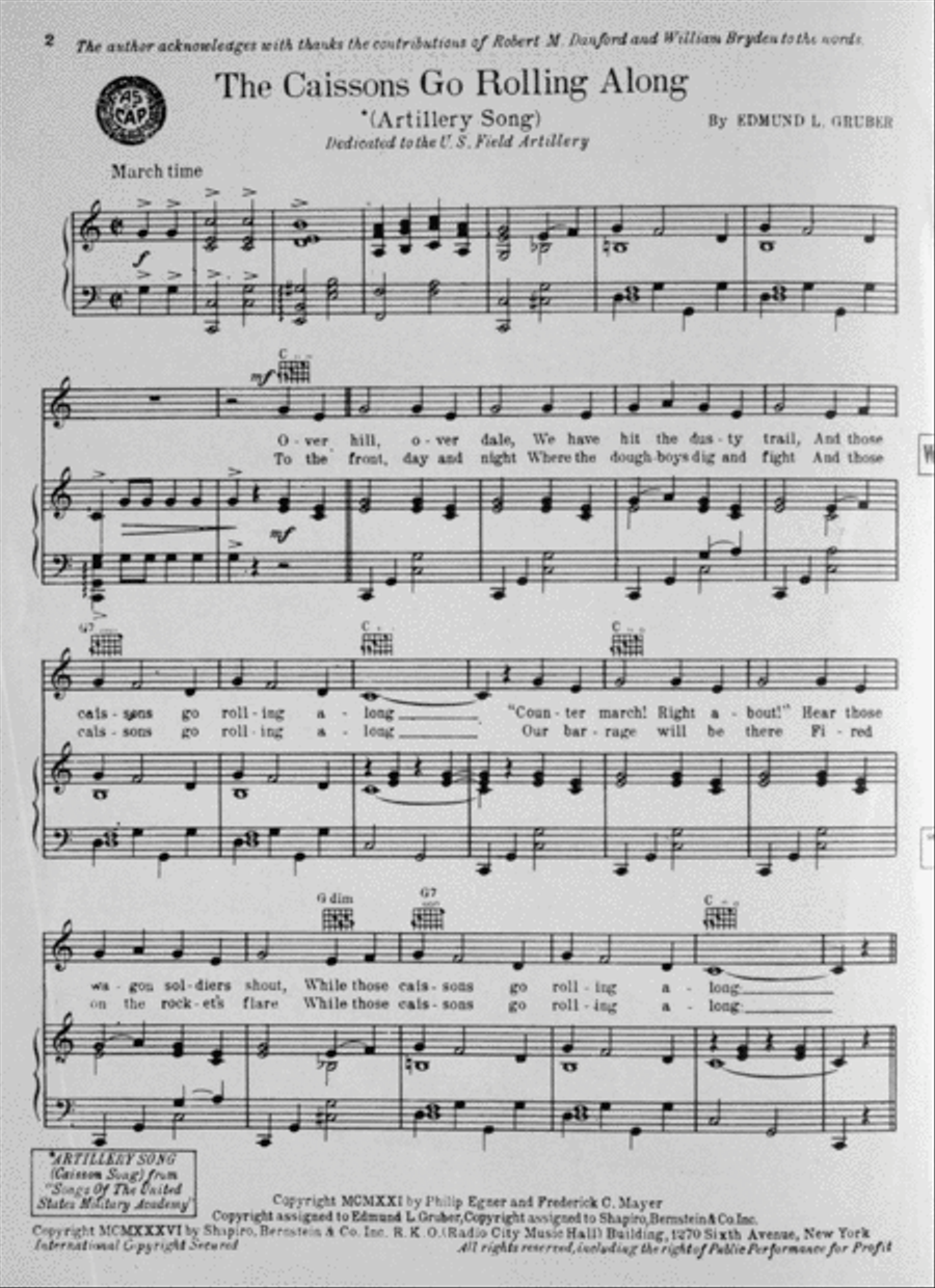 The Caissons Go Rolling Along (Artillerary Song) Voice scores gallery preview page 2