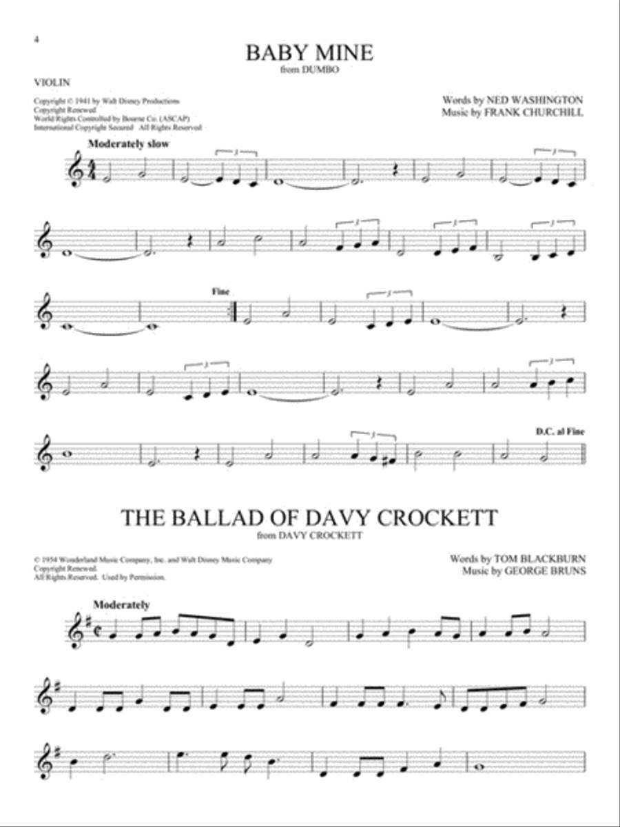 101 Disney Songs Violin Solo scores gallery preview page 4