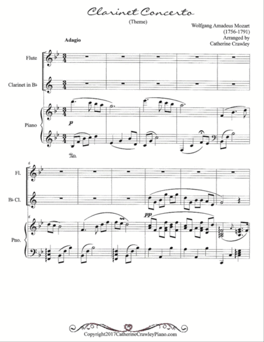Theme from Clarinet Concerto Woodwind Duet scores gallery preview page 1