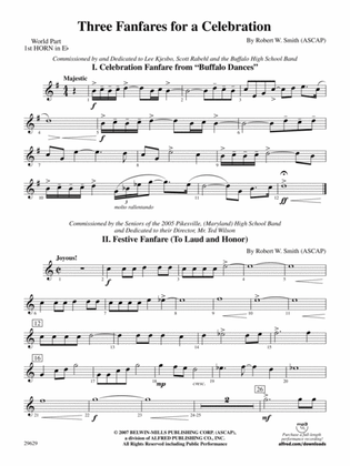 Three Fanfares for a Celebration: (wp) 1st Horn in E-flat