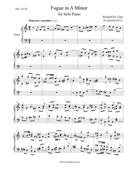 Fugue in A Minor for Solo Piano image number null
