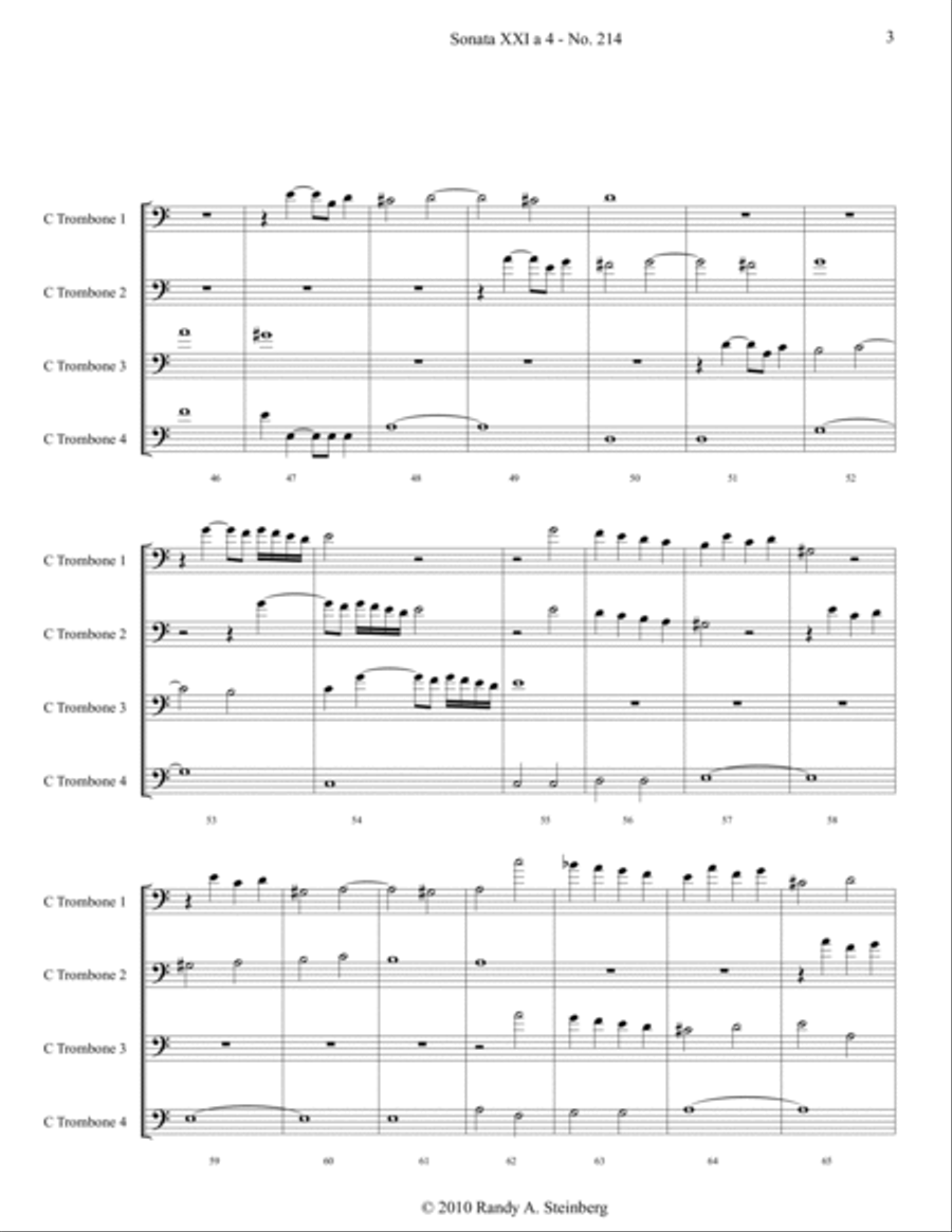 Sonata XXI a 4 - No. 214 Brass Ensemble scores gallery preview page 6