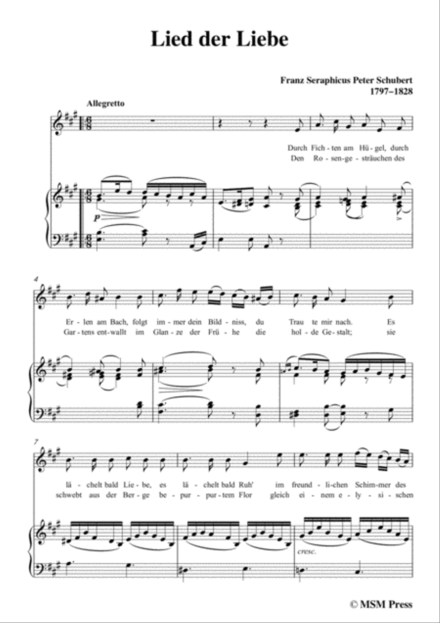 Schubert-Lied der Liebe,in A Major,for Voice and Piano Voice Solo scores gallery preview page 3