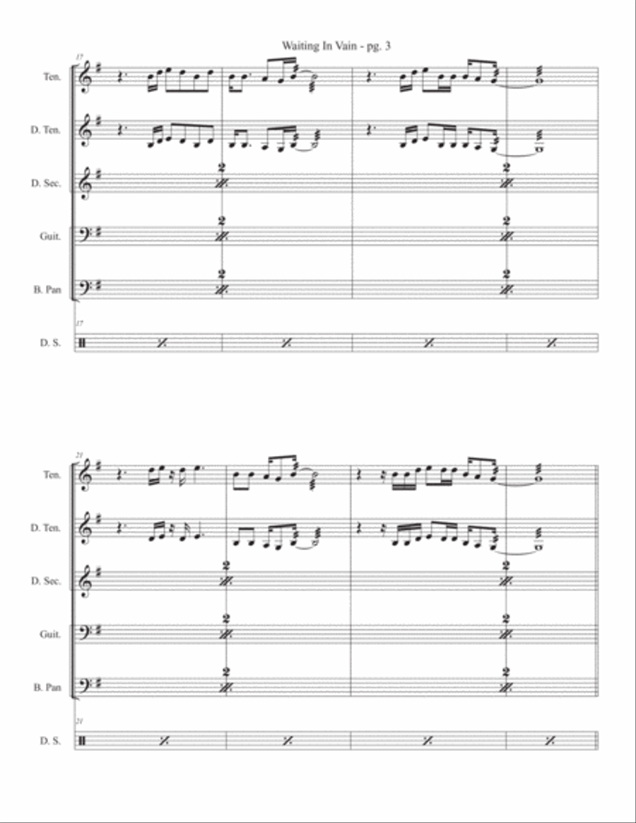 Waiting In Vain Percussion Ensemble scores gallery preview page 3