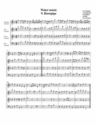 Hornpipe from Water music (arrangement for 4 recorders)