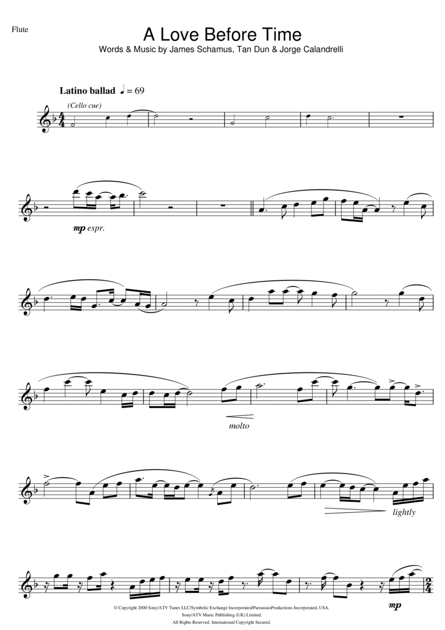 A Love Before Time A Love Before Time Flute Solo scores gallery preview page 1