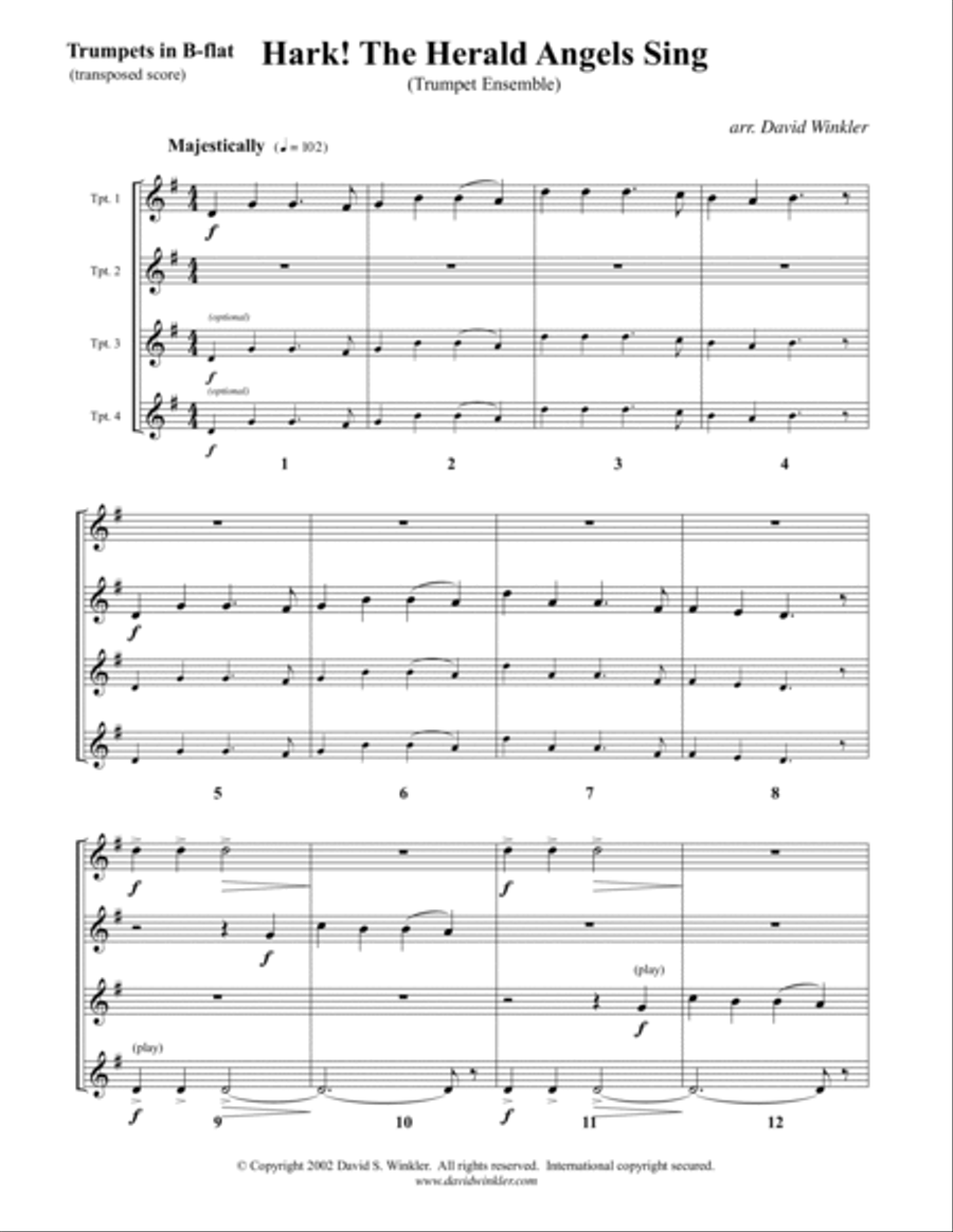 Hark, the Herald Angels Sing (trumpet ensemble) Trumpet scores gallery preview page 2
