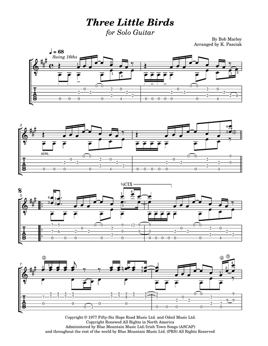 Three Little Birds Acoustic Guitar scores gallery preview page 2