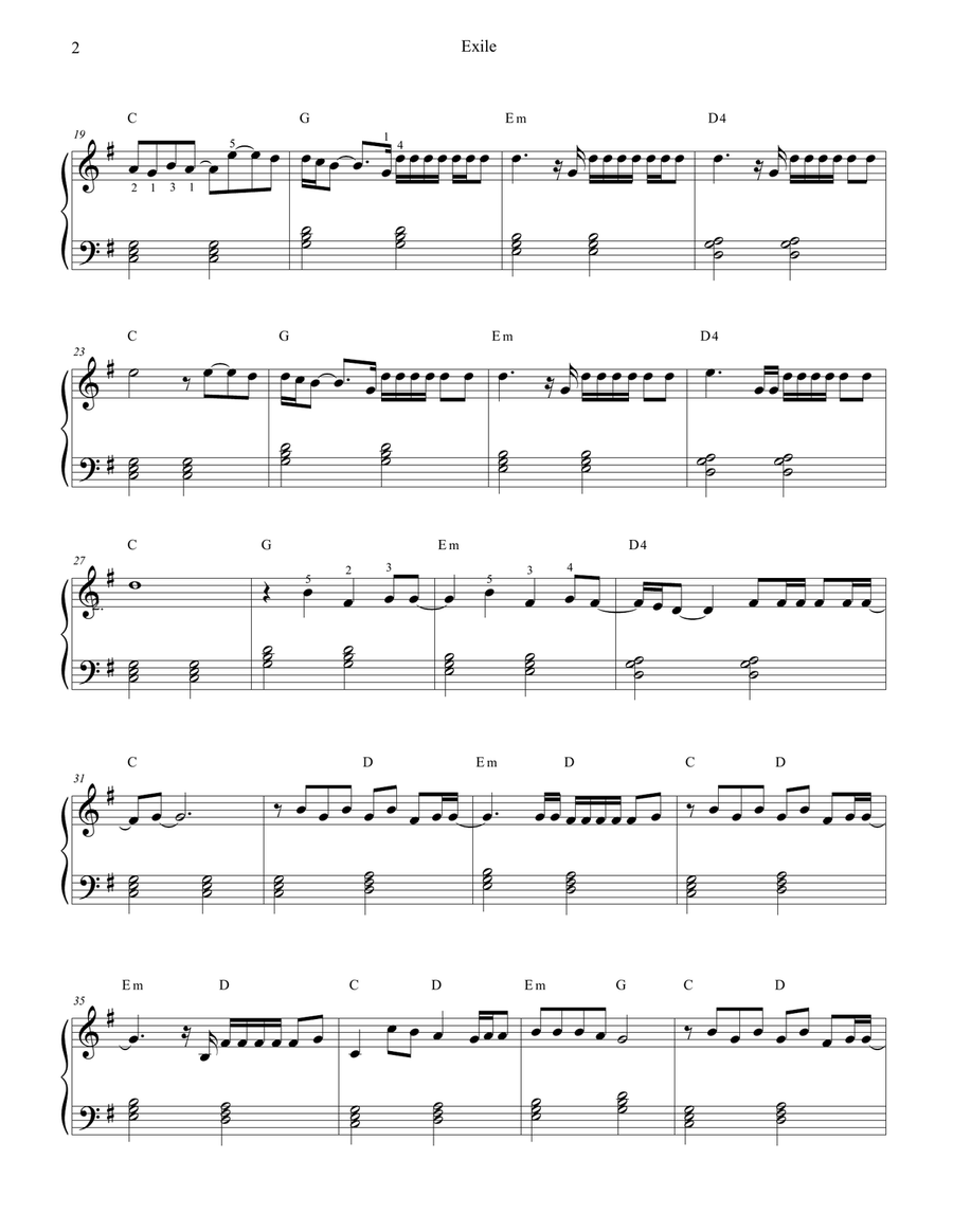 Exile Exile Easy Piano scores gallery preview page 2