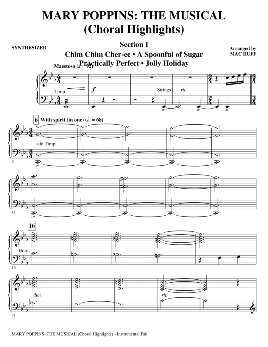 Mary Poppins: The Musical - Synthesizer Choir scores gallery preview page 1