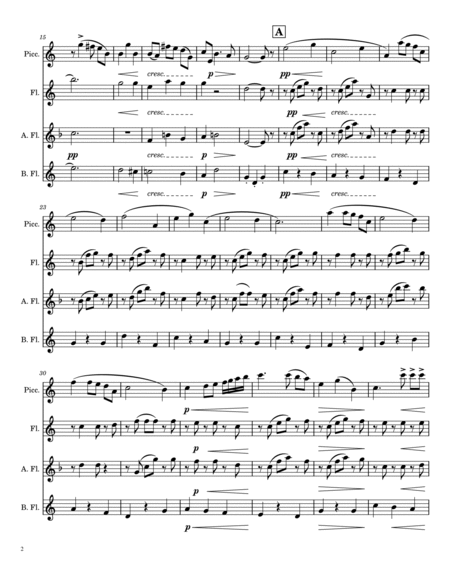 Intermezzo from Cavalleria Rusticana - Flute Quartet (Piccolo, C Flute, Alto in G, Bass in C) image number null