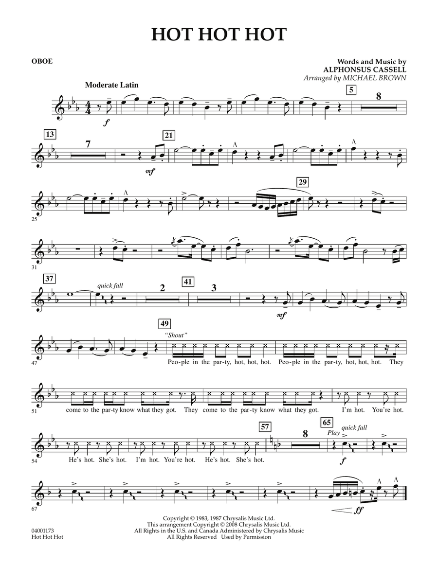 Hot Hot Hot - Oboe Hot Hot Hot - Oboe Concert Band scores gallery preview page 1