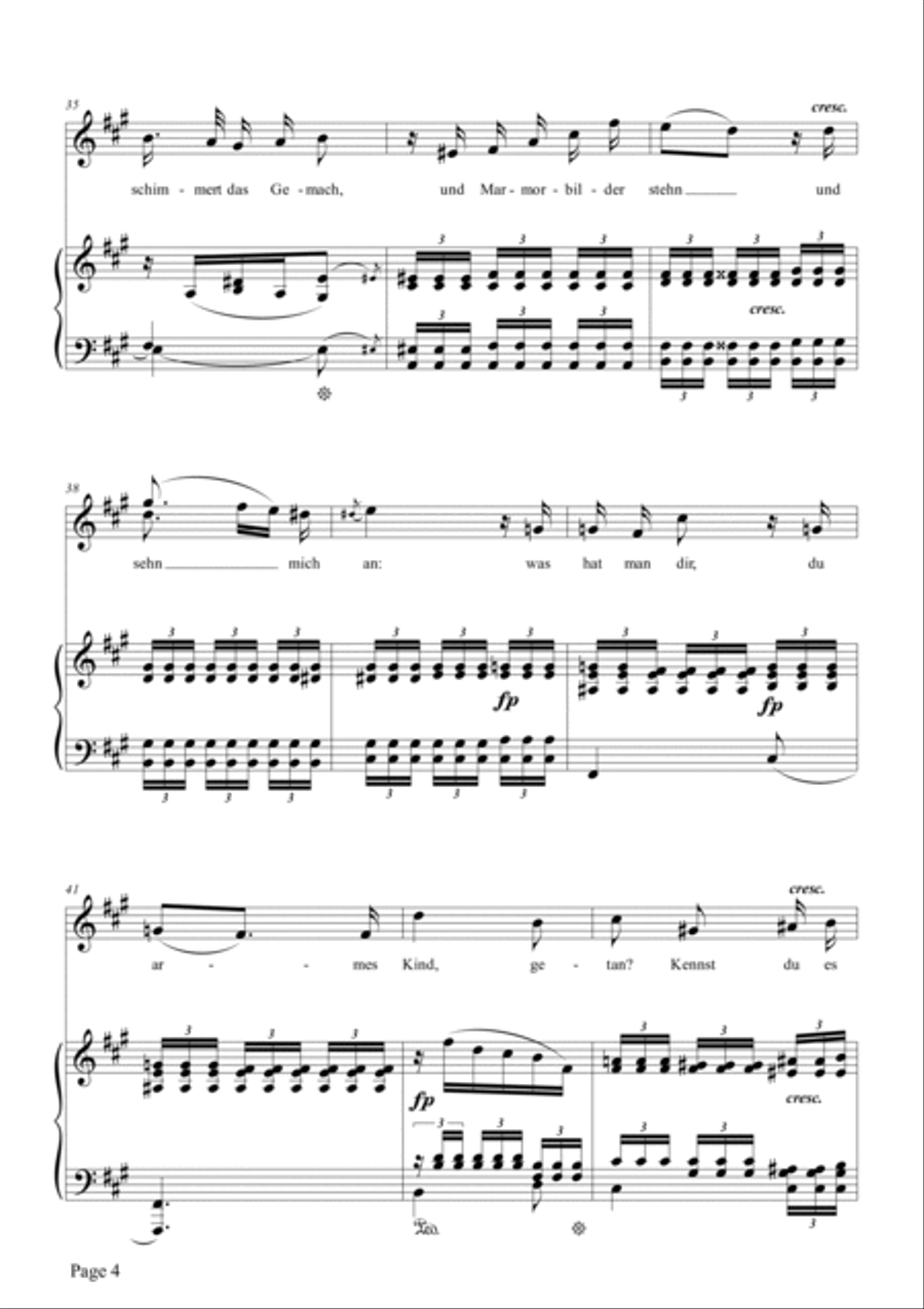 Schumann-Mignon(Kennst du das Land),Op.98a No.1 in f♯ minor Voice scores gallery preview page 5