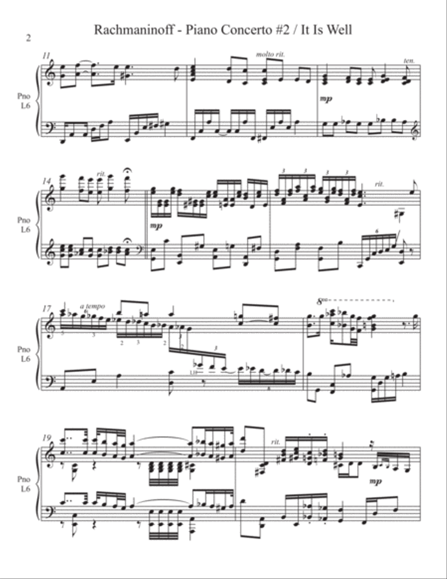 Concerto #2 (Rachmaninoff) / It Is Well (2 for 1 PIANO Standalone Arr's) Piano Solo scores gallery preview page 3