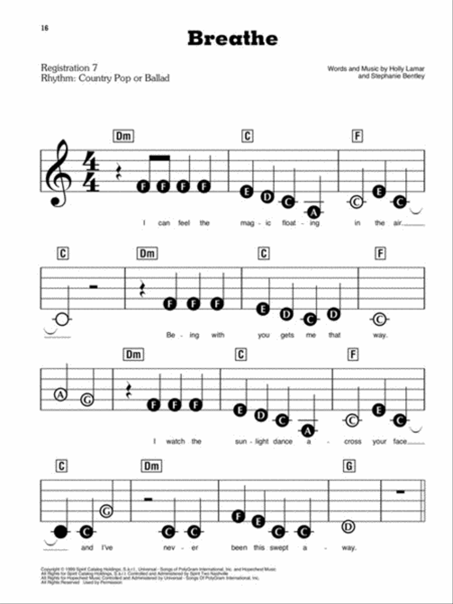 Songs with 4 Chords Electronic Keyboard scores gallery preview page 4