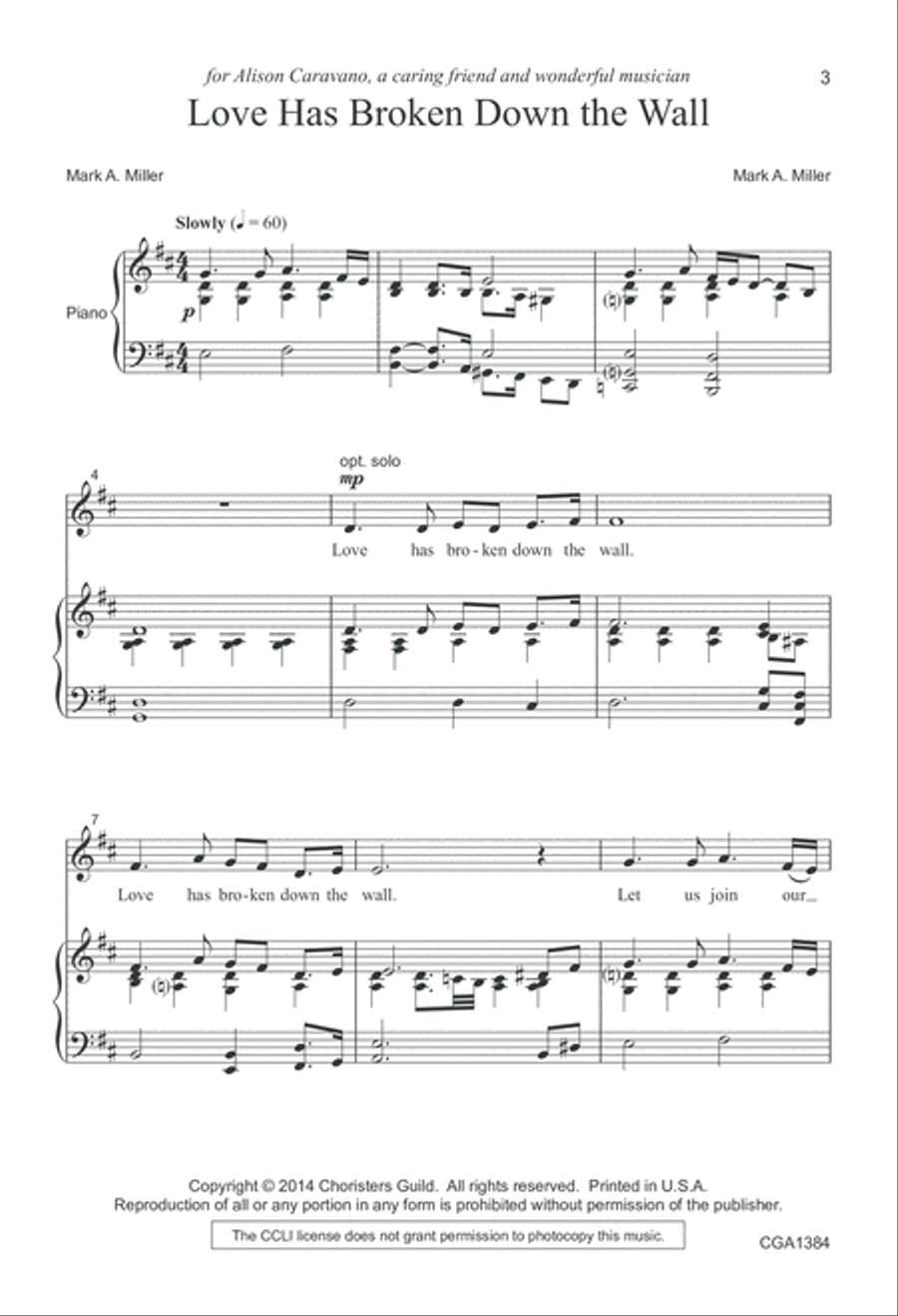 Love Has Broken Down the Wall 4-Part scores gallery preview page 3
