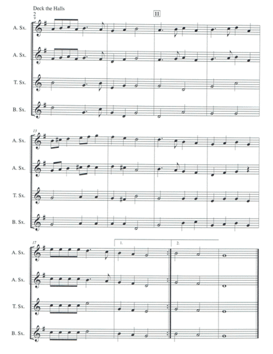 Deck the Halls for Saxophone Quartet (SATB or AATB) image number null