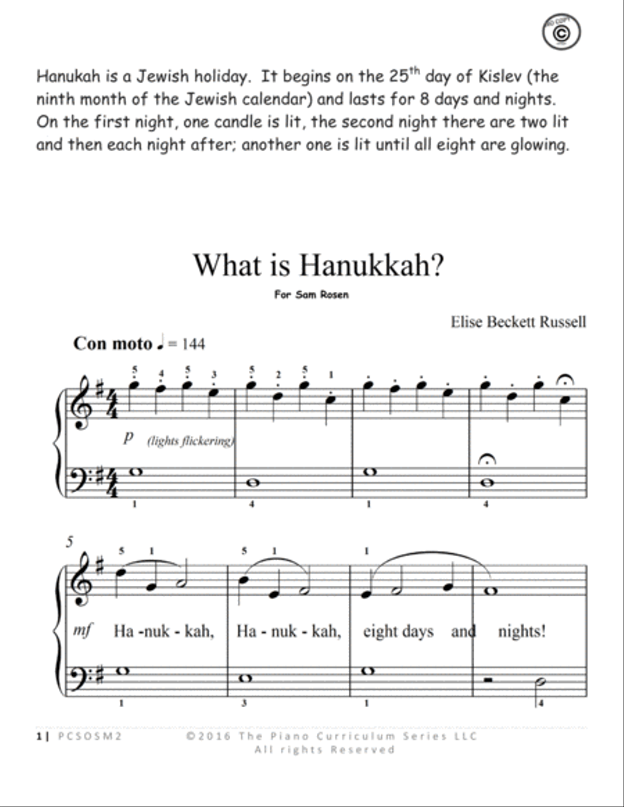 What is Hanukkah? Easy Piano scores gallery preview page 2