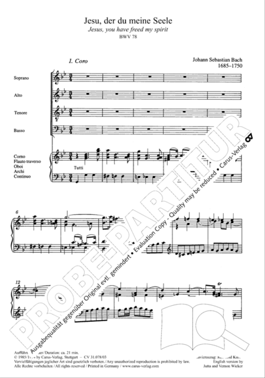 Jesus, you have freed my spirit (Jesu, der du meine Seele) 4-Part scores gallery preview page 4