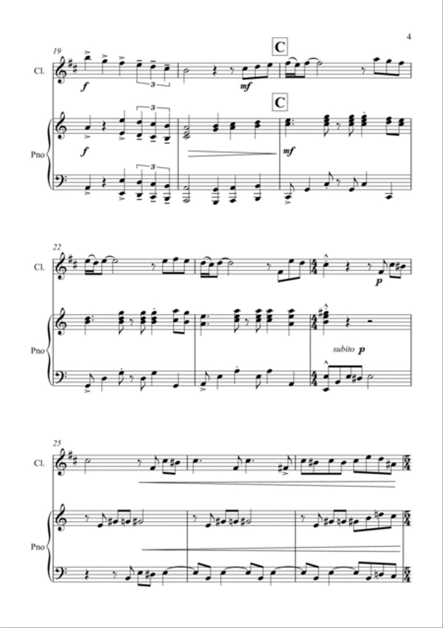 Fur Elise - a Jazz Arrangement for Clarinet and Piano Clarinet Solo scores gallery preview page 5