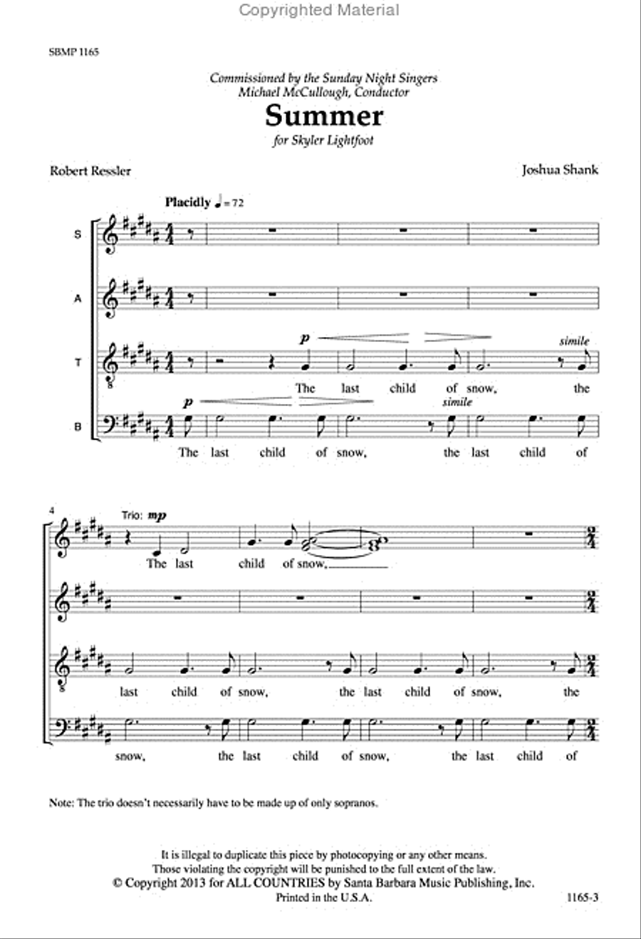 Summer - SATB divisi Octavo image number null