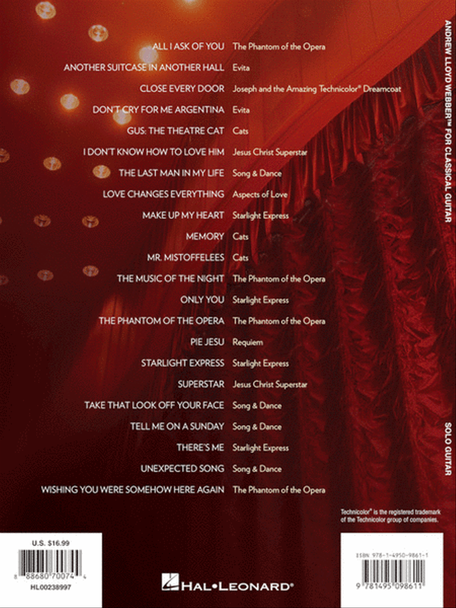 Andrew Lloyd Webber for Classical Guitar Acoustic Guitar scores gallery preview page 6