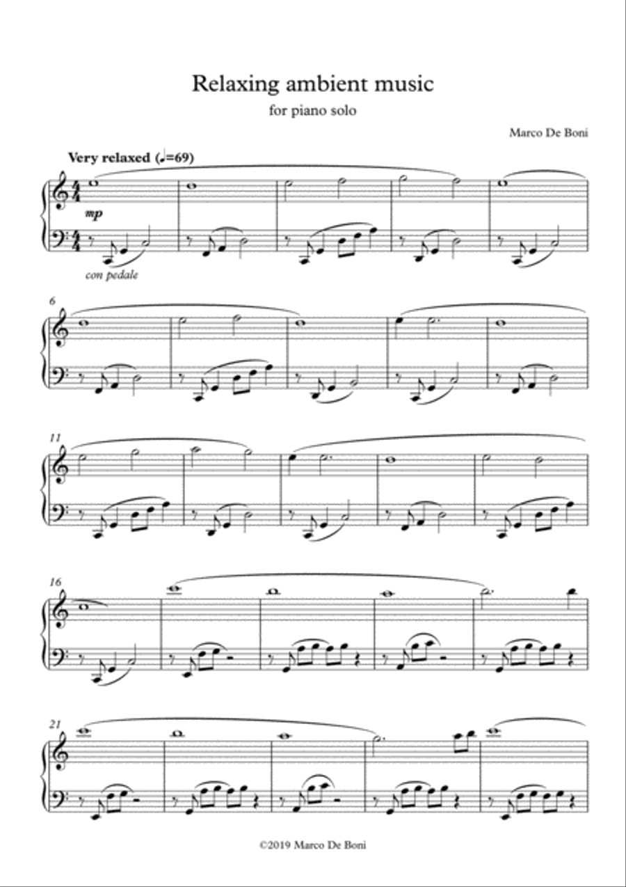 Relaxing Ambient Music (Easy Piano) Easy Piano scores gallery preview page 1