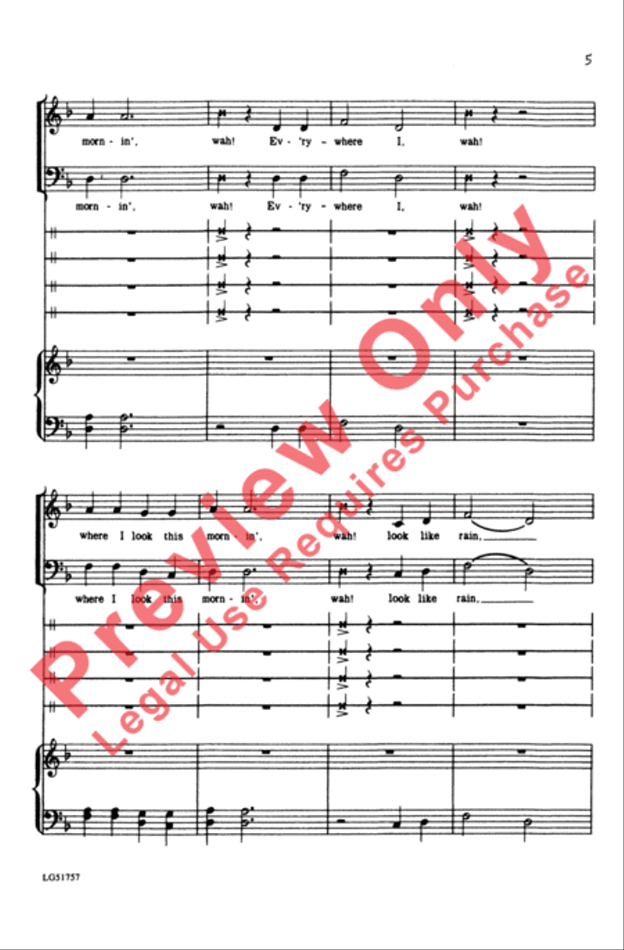Rainbow 'Round My Shoulder Men's Choir scores gallery preview page 5