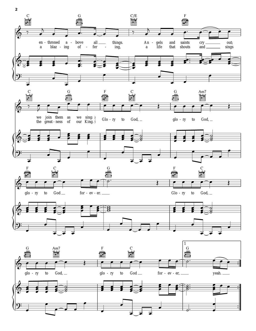 Glory To God Forever Piano, Vocal, Guitar scores gallery preview page 2