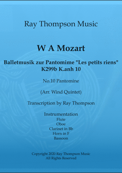 Mozart: Balletmusik zur Pantomime "Les petits riens" K299b K.anh 10 No.10 Pantomine - wind quintet image number null