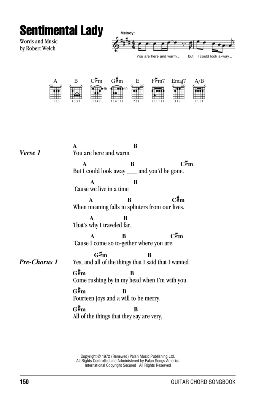 Sentimental Lady Acoustic Guitar scores gallery preview page 1