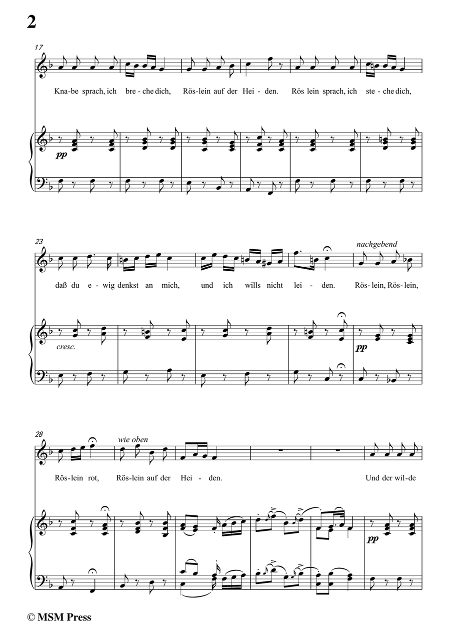 Schubert-Heidenröslein in F Major,for voice and piano Piano, Vocal scores gallery preview page 4