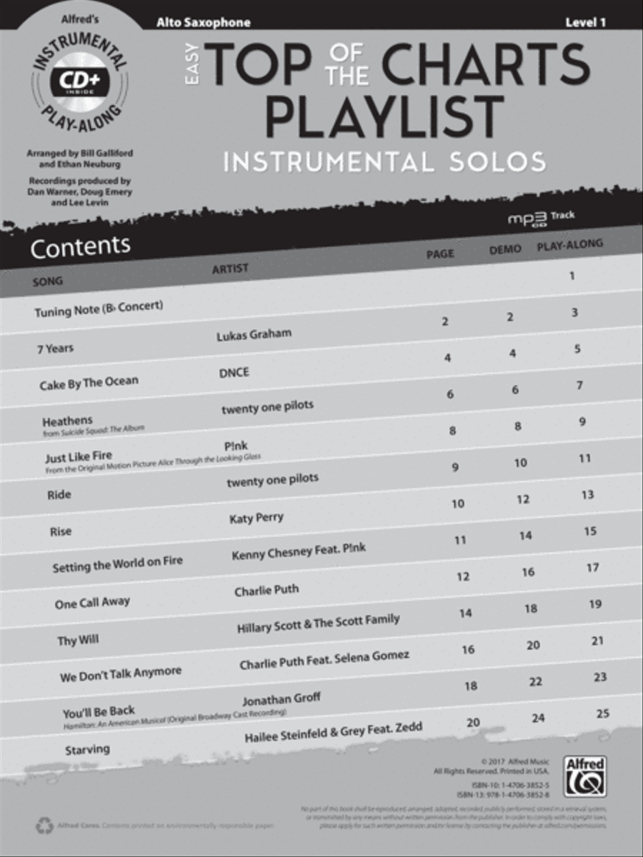 Easy Top of the Charts Playlist Instrumental Solos Alto Saxophone scores gallery preview page 2